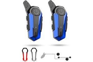 EECO-FLYING Motorcycle Bluetooth Headset, 1000m Intercom Helmet Headset with CVC Noise Cancellation IPX6 Waterproof 2 Riders Motorbike Intercom (2PCS for Half Face Helmet)
