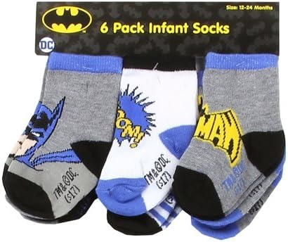 Batman Infant Baby Boys Socks - 6 Pack (0-6 Months)