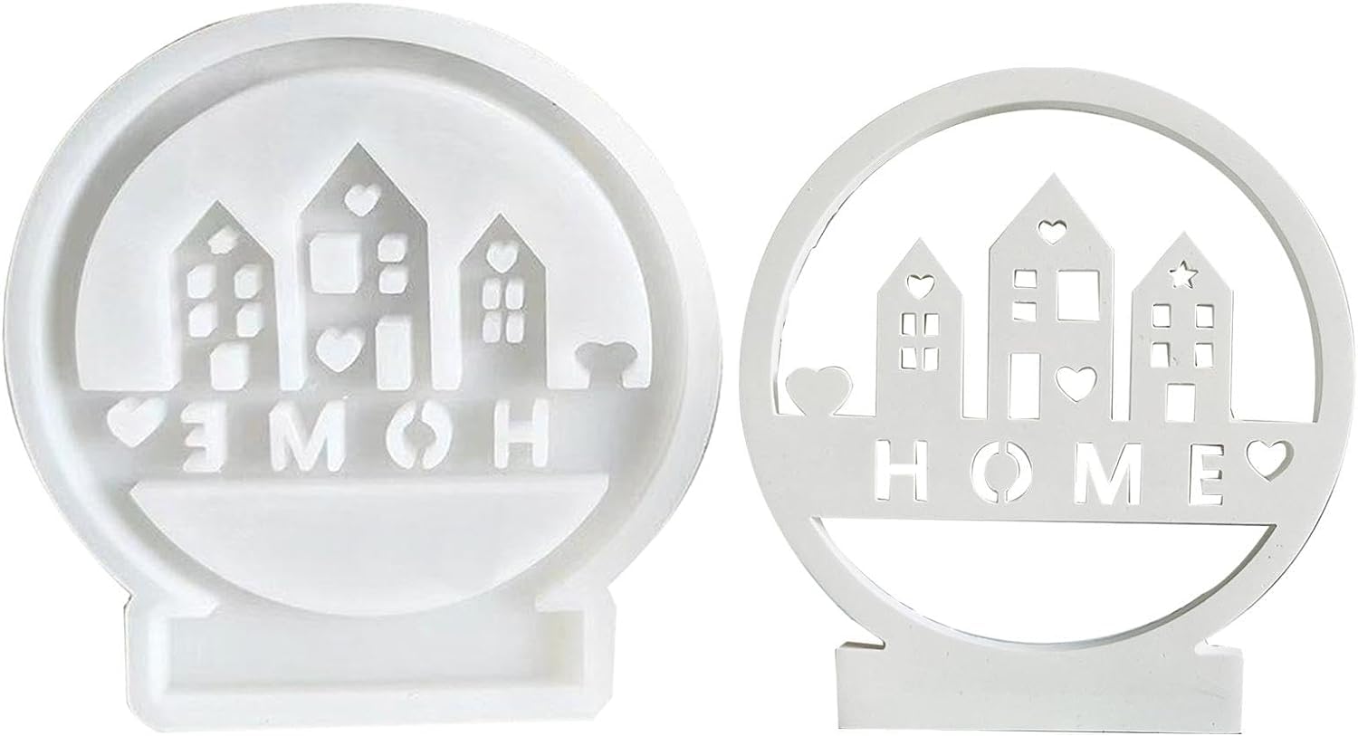 1 x White Silicone Moulds Casting Moulds Houses Candle Holder, Silicone Mould House Candle Holder, Silicone Candle Holder Silicone Mould House, House Concrete Candle Holder for Taper Candles and Tea