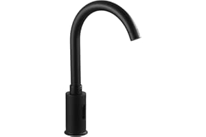 YCCUZA Automatic Faucet Black Touchless Kitchen Faucet Touch-Free Electric Automatic Infrared Sensor Touchfree Motion Faucet Bathroom Public Vessel Sink Faucet Kitchen Tap with Mixer Valve