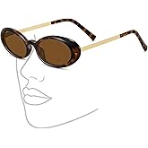 Fozono Retro Oval Sunglasses for Women,Trendy Vintage 90s Y2K Small Sunnies Narrow Shades UV Protection