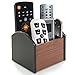 MyGift 2 Tone Black and Brown Wooden Spinning Remote Control Holder Caddy with 4 Compartments, Rotating Desktop Office Supplies Storage Organizer