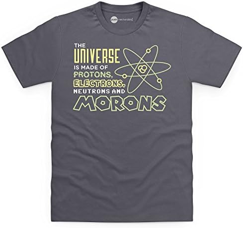 Protons And Morons T Shirt Funny Novelty Gift, Male, Charcoal, XL