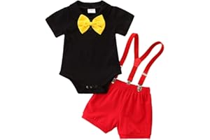 IBTOM CASTLE First Birthday Cake Smash Mouse Outfits for Baby Boys Gentleman Formal Suit Bowtie Bib Pants Tuxedo Clothes Set