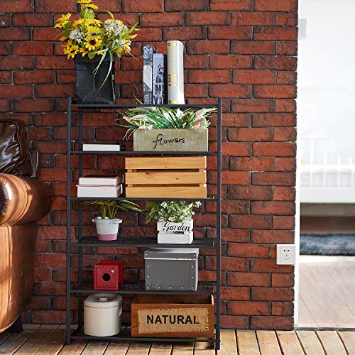 image for HOUSE DAY 6 Tier Shoe Rack Organizer Entryway Shoe Storage, Black Shoe