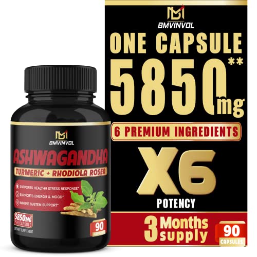 Ashwagandha Capsules 5850 mg Mood & Energy Support Supplement with