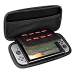 Pecham Travel Carrying Case for Nintendo Switch - Protective Storage Bag with 8 Game Holders - Black