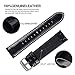 Fullmosa 7 Colors for Quick Release Leather Watch Band, Bamboo Series Genuine Leather Replacement Watch Strap with Stainless Metal Clasp 24mm Black