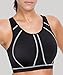 SYROKAN High Neck Plus Size Sports Bras for Women High Support Racerback Full Coverage Padded Wireless Bra Black 38E