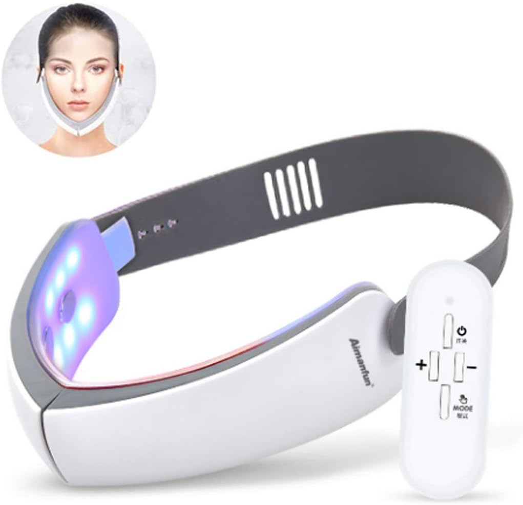 XMZFQ New Electric V Face Double Chin Face-Lifting Instrument Shaping Massager Red Blu-Ray Beauty Instrument Skin Care Tightening Face Lift Belt: Home & Kitchen