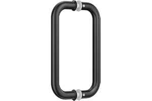 Ranbo Matte Black 8" （CTC） Tubular Back-to-Back Shower Door Handle，Heavy-Duty 1.0mm Thick 304 Stainless Steel, for 1/4"- 1/2" Thick Glass and 1-3/8" - 2-1/6" Thick Wooden or Metal Doors