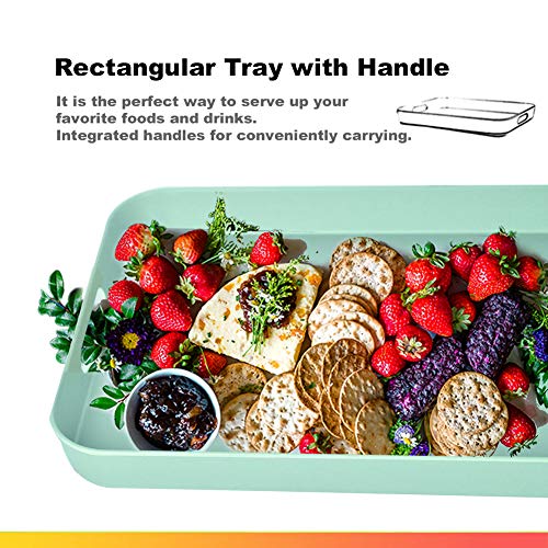 Serving Tray, XDW-GIFTS Bamboo Fiber Melamine Serving Trays with Handle Premium Modern Plastic Food and Drink Tray for Parties Coffee Table Home Storage Pack of 3