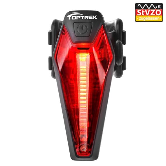Toptrek Rücklicht Fahrrad StVZO Zugelassen CREE LED Fahrradlicht Rücklichter USB Aufladbar Batterie Wasserdicht IPX4 für Renn