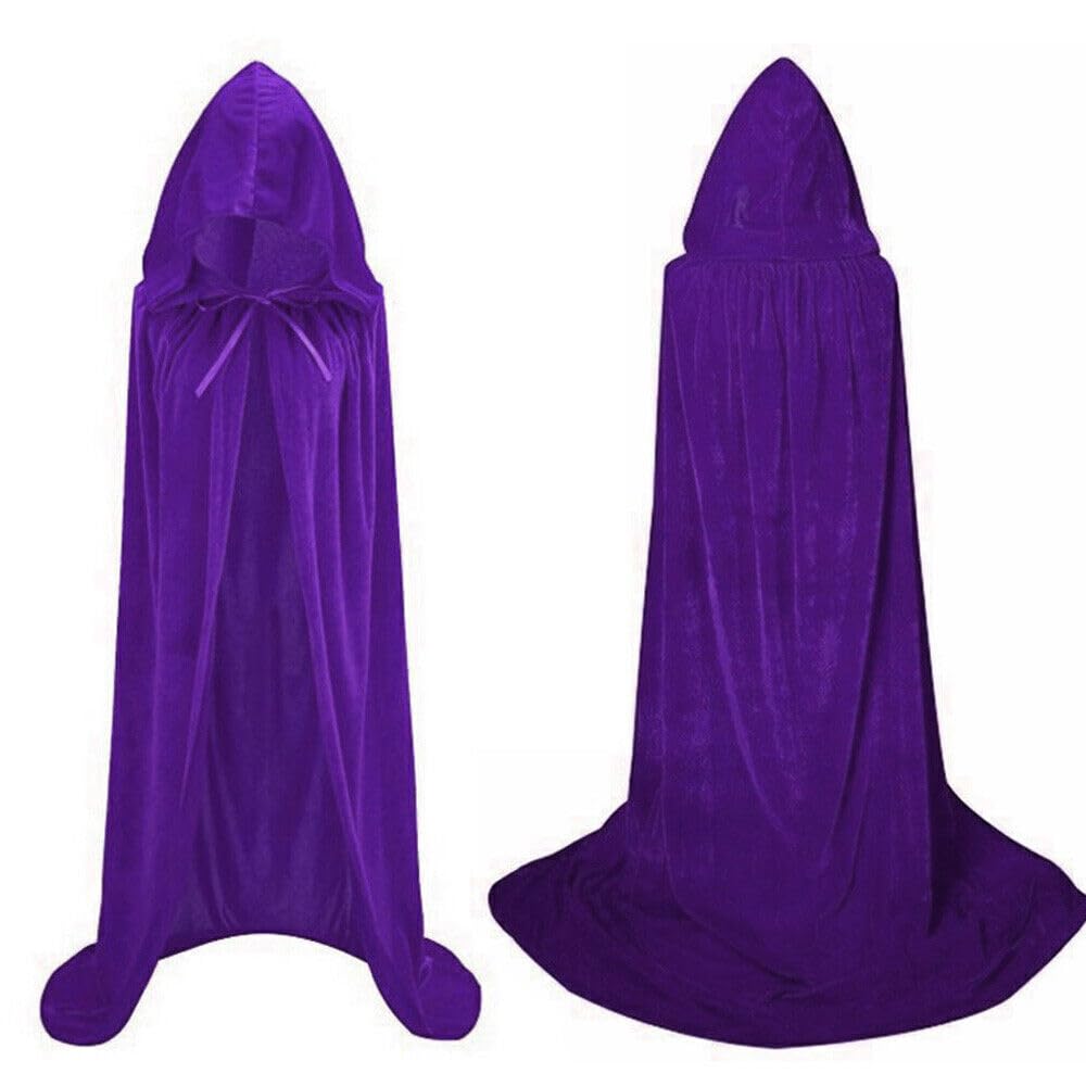 Halloween Hooded Cape Witch Cosplay Accessories Adult/Kids Halloween Fancy Dress Costume, Adult cape, Cloak for Halloween Party Fancy Dress, Masquerade, Family Party (Purple)