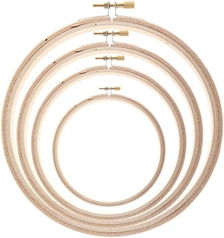DIY Arts and Crafts Wooden 4 Piece Round Embroidery, Cross Stitch or Quilting Hoop Set - 6 inch, 8 inch, 9 inch and 10 inch
