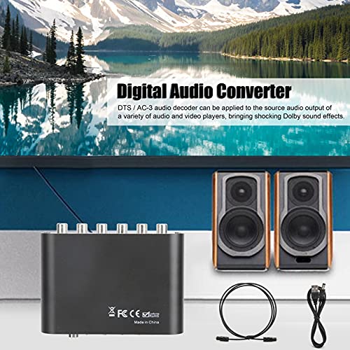 Audio Decoder 5.1CH DTS Dolby Converter AC3 Converter Digital Audio Converter Digital Optical Coax to Analog Sound Decoder Converter for Home Concert Hall Cinema