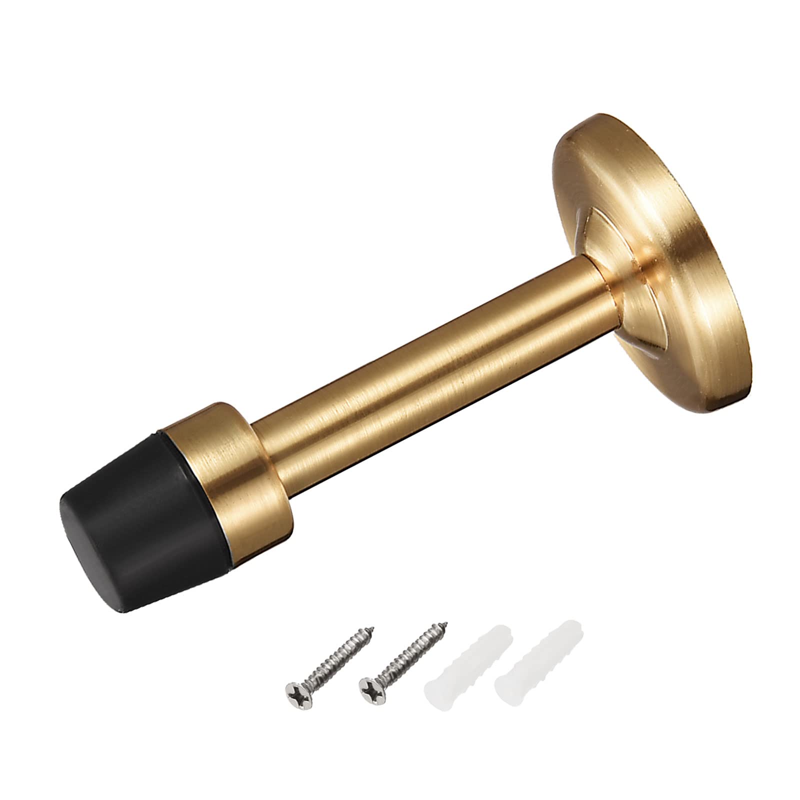 METALLIXITY Door Stop Wall Mount Door Stopper (78mm/3.07") 1pcs, Zinc Alloy Sound Dampening Door Stoppers with Screws - for Furniture Decor, Gold Tone