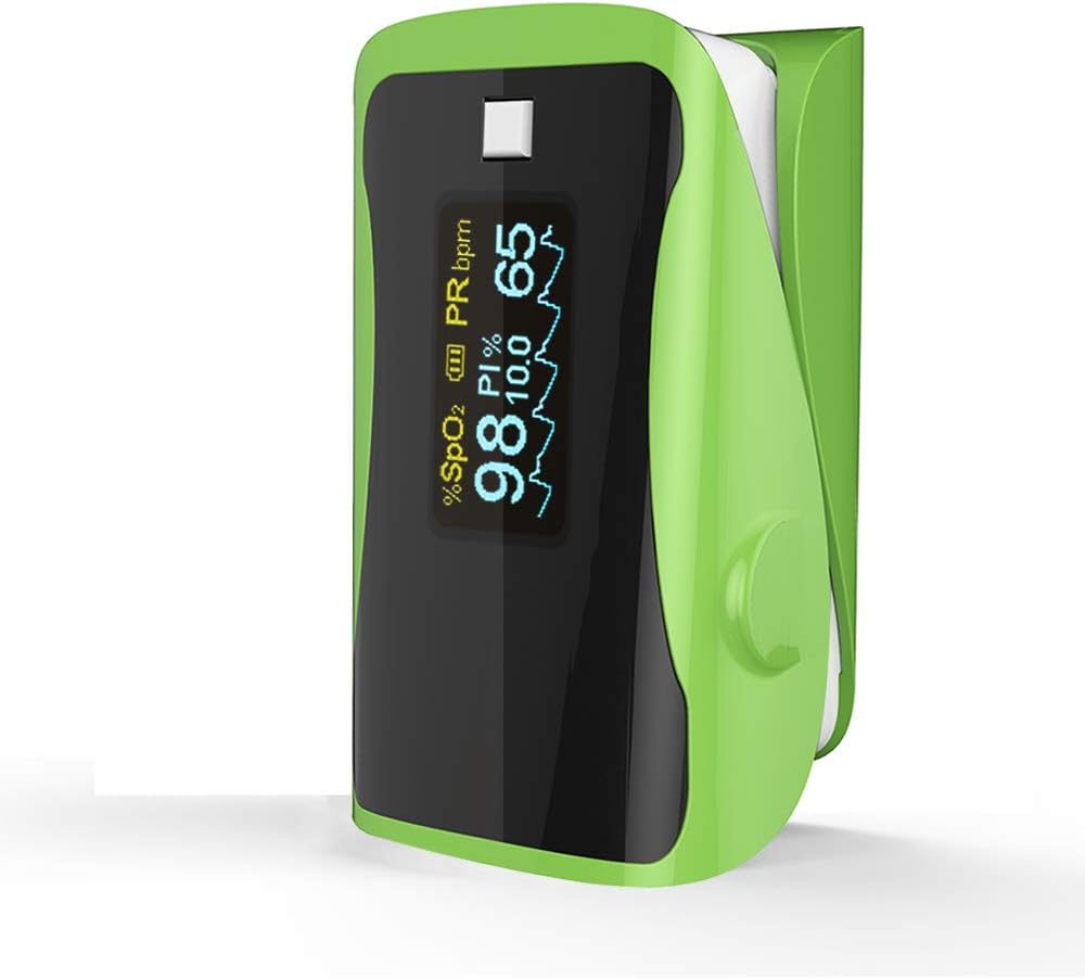 Pulse Oximeter - PRCMISEMED Pro Series F9 Fingertip Saturation Monitor with Lanyard，Automatic Shutdown and Fast Reading Fit for Family Health Care (Green)