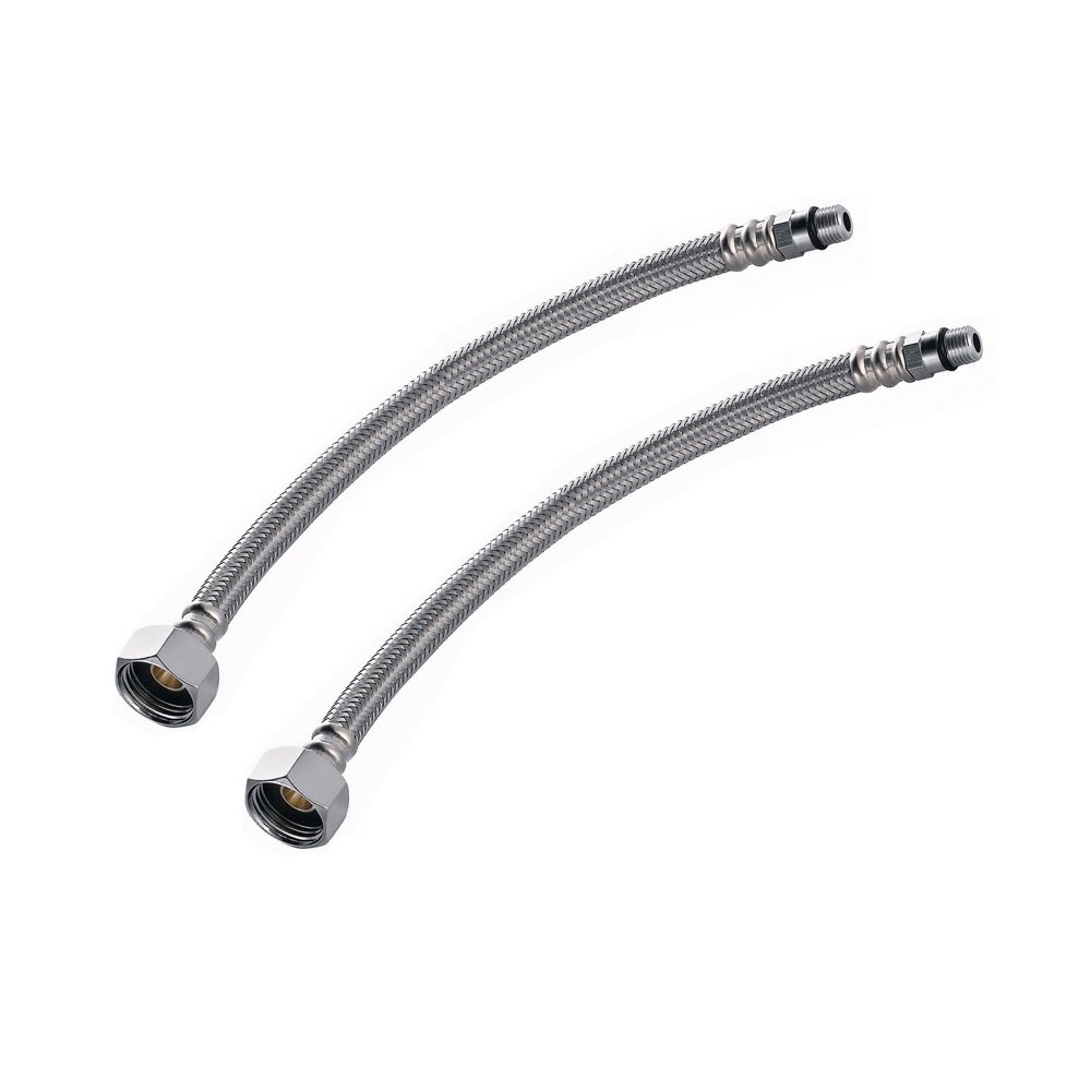 Pair Flexible Tap Connector Basin/Kitchen Mono Mixer Tap Flexi Braided Hose Pipe High Quality (50 CM)
