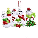 Family of 4 Snowman Personalized Christmas Ornament