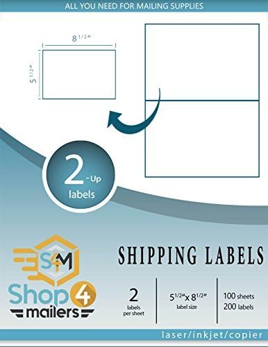 Amazon.com : Shop4Mailers 2-Up White Shipping Labels 5 1/2