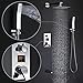 Derpras DPS008 LED Digital Display Wall Mount Bathroom Rain Mixer Shower Set, 3 Way Shower System with 10 Inch Luxury Rainfall Shower Head, Handheld Shower and Tub Spout Faucet, Fahrenheit Display
