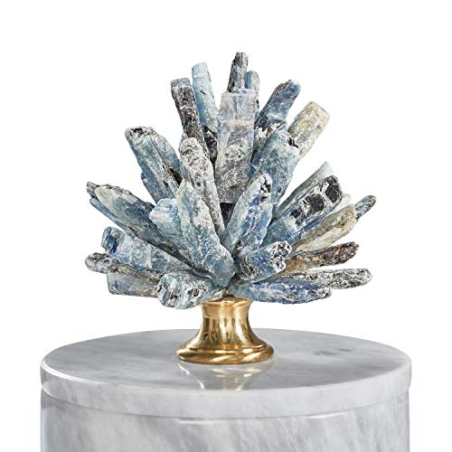 MOTINI Marble Organizer with Blue Kyanite Lid, Jewelry Box Vanity Desk Organizer Bathroom Storage Containers Table Decor, 4.7\