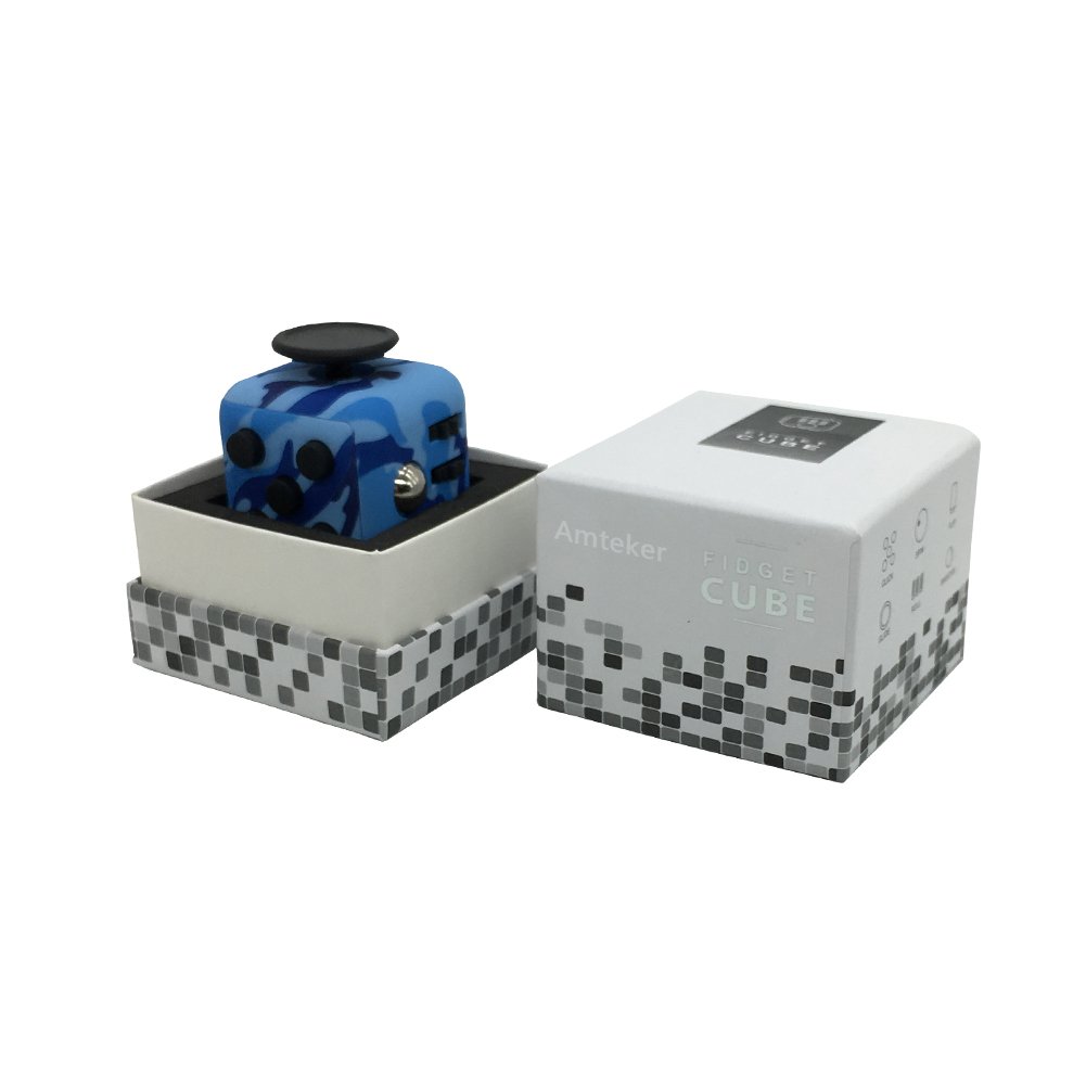 Amteker Fidget Cube Spielzeug Angst Aufmerksamkeit Stress Relief, und brechen nervöse Gewohnheiten und Angst Spielzeug Geschenke für Kinder und Erwachsene (Camo Blau)