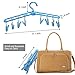 Folding Plastic Clothing Hangers with Removable Clips, Collapsible Clothes Drying Rack Drip Hanger for Home Travel Camping, 360 Degree Rotating Hook (Blue)