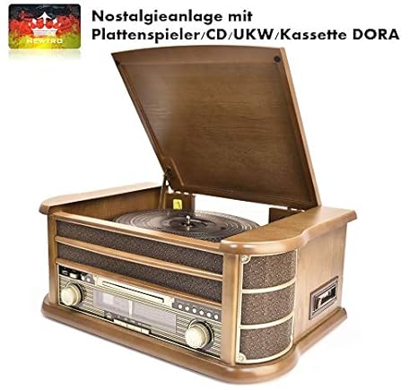 NEWTRO Nostalgieanlage mit Plattenspieler/CD/UKW/Kassette Dora