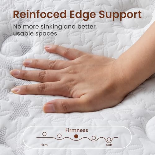 BedStory Double Mattress 14 Inch, Full Size Medium Firm Hybrid Mattress with Pocket Coils, Luxury Mattresses in a Box for Lumbar Support ＆ Pressure Relief, CertiPUR-US Certified, 365-Night Trial