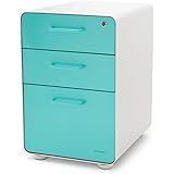 Poppin White + Aqua Stow 3-Drawer File Cabinet, Available in 10 Colors, Legal/Letter