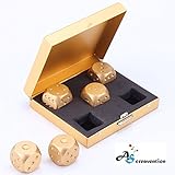 A&S Creavention Luxury Aluminum Alloy Solid Metal Craps Dices and Box (Gold )