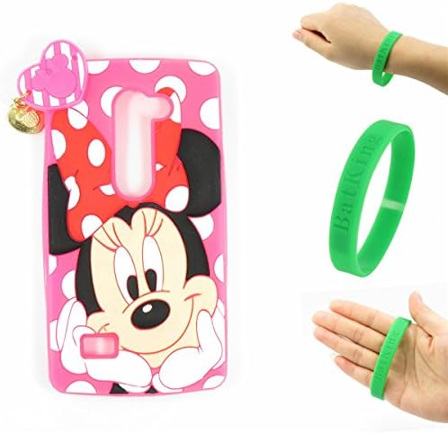 LG Risio Case,LG Risio Minnie Silicone Case,Bat King Pink 3D Cute Cartoon Animal Mouse Minnie Soft Silicone Back Case Cover for LG Risio 4G LTE(Cricket Wireless)(Pendant Minnie)