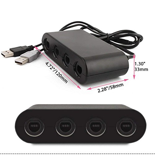 Gamecube Adapter for Switchï¼ŒWii U Gamecube Controller Adapter, Updated Version Gamecube Converter for Nintendo Wii U Super Smash Bros/Switch/PC/Mac, 4 Ports and No Need Driver, Turbo Modeï¼ŒBlack