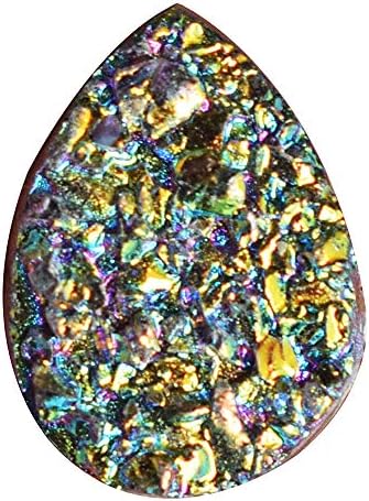 RAVISHINGGEMS Pretty Look Titanium Druzy Cabochon, Pear Shape, Size 17x13x4 MM, Geode Drusy, Jewellery Making 18967