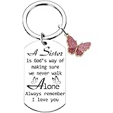 Zguhsadl Sister Keychain Gift - Sisters Birthday Christmas Valentines Day Gifts A Sister is God's Way of Making Sure We Never Walk Alone Keychain