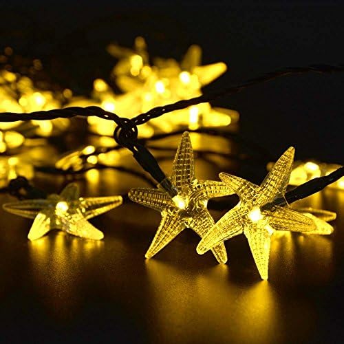 Blusow Solar Light Series 20LED Beautiful Starfish Shape Decorative Lights, Garden, Lawn, Garden, Wedding, Banquet, Bedroom, Christmas, Outdoor Decoration (Warm White)
