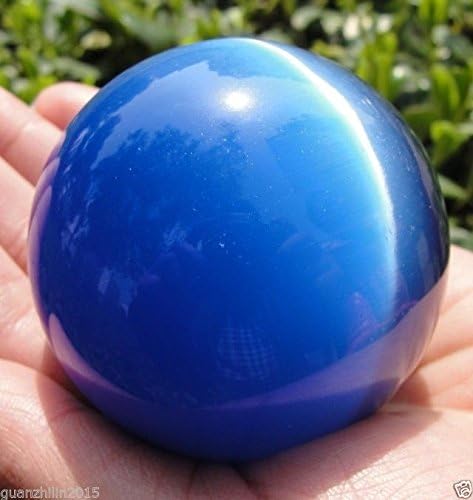 Asian Quartz Deep Blue Cat Eye Crystal Ball Sphere 60 Mm + Stand