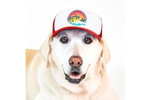 PupLid Trucker Hats for Dogs (Large) Premium Stylish Sun Protection for The Modern Dog - Adjustable for Secure Comfortable Fit on Active Dogs (Red, Surfer Dog)
