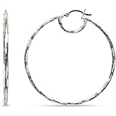 LeCalla 925 Sterling Silver Large Hoop Earrings | Lightweight High-Polished Italian Handmade Earring Hoops | Round Shaped Statement Hoops Earring for Women