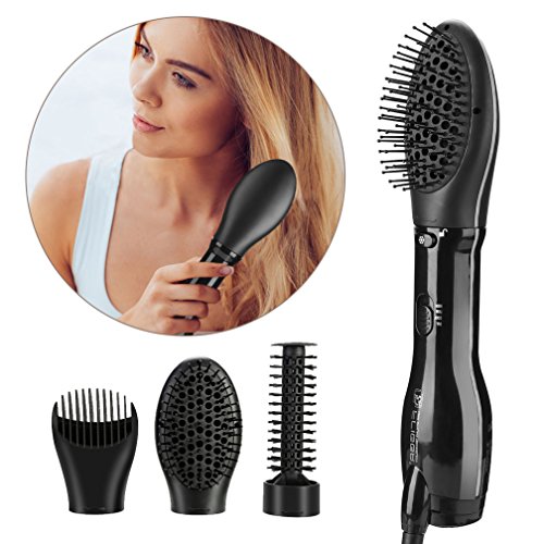 3 in 1 Air Rotating Style Hair Blow Dryer Diffuser, Negative Ion Hot Air Professional Hairdressing Salon Comb Brush Accessory for Shine Smooth Sleek Curling Wave Drying Tools