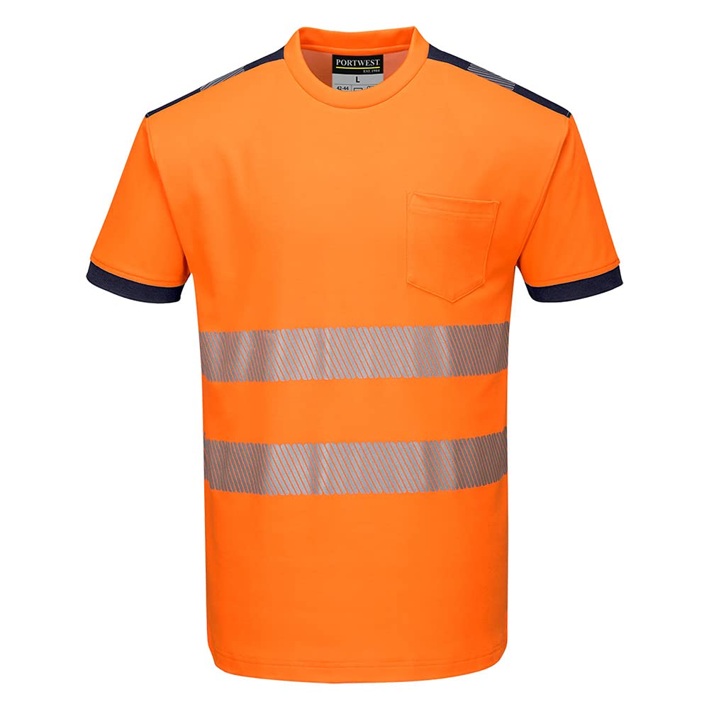 Portwest PW3 Hi-Vis T-Shirt S/S, Size: XXXL, Colour: Orange/Navy, T181ONRXXXL
