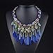 SUMAJU Fancy Feather Pendant Statement Necklace, Women's Multi Layers Tribal Bib Leaf Rope Chain Chunky Collar African Necklace Jewelry