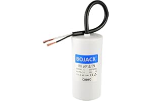 BOJACK Run Capacitor 80 uF MFD 250V AC 80 MFD CBB60 2 Wire 50/60Hz Cylinder Motor Run Capacitor for Motor Blower air Compressor and air Conditioner Compressor Replacement Part