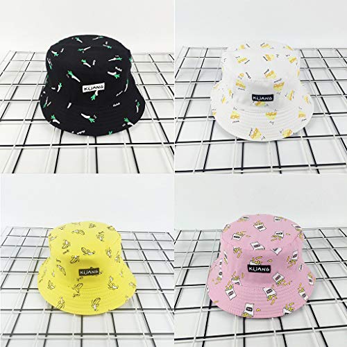 XGao Bucket Hats for Women, Bucket Hats for Men, Bucket Hat, Unisex Bucket Hat Women Men Adult Double Sided Wear Banana Fisherman Sunscreen Outdoors Cap Visor Travel Yellow (White)