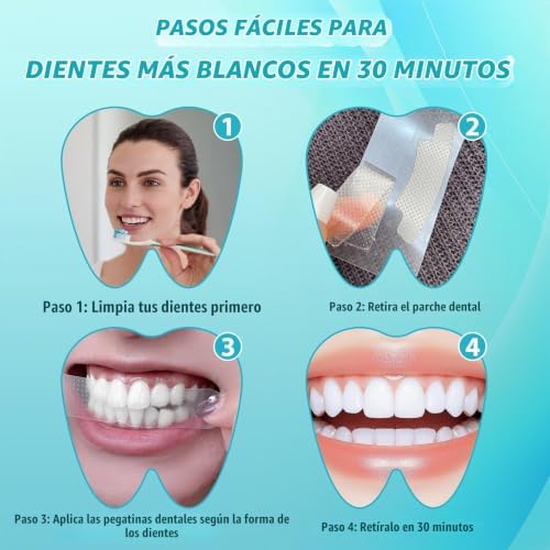 28 Unidades Tiras Blanqueadoras De Dientes, Teeth Whitening Strips, Reduce Eficazmente La Decoloración Dental, Fácil Aplicación En Casa, Refresca Respiración