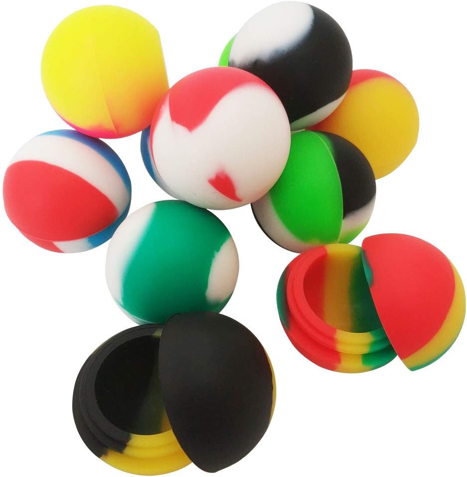 SZBS Silicone Containers Wax Silicone Jars Dab Containers 50pcs/lot 5.6ml Mini Ball-shape Assorted Color Concentrate Container For Dab Oil Storage Containers (50)
