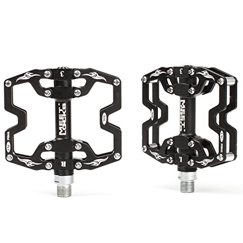 MEETLOCKS Bike Pedal, CNC Aluminum Body Cr-Mo Machined 9/16" Screw Thread Spindle Three Pcs Ultra Sealed Bearing,Bicycle Pedals - Thumbnail 6