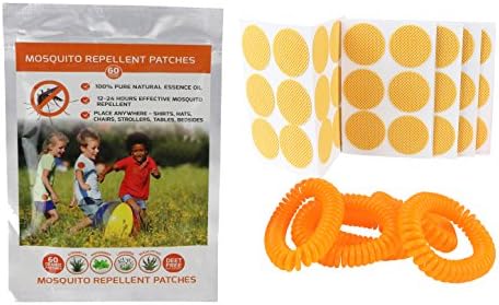 Cherlex Mosquito Repellent Pack - 60 Count Mosquito Repellent Patches Plus 5 Bracelets Made from Natural Essential Oils - Non-toxic, Chemical and DEET-free Outdoor Protection for All Ages